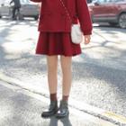 High-waist Bow-detail Woolen Mini Skirt