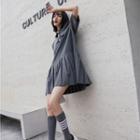 Short-sleeve Rhinestone Button Shirtdress