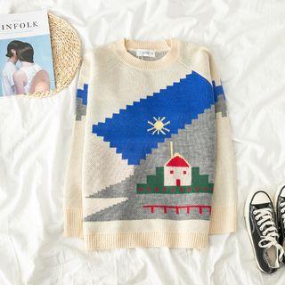 Print Sweater White - One Size