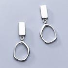 925 Sterling Silver Irregular Hoop Dangle Earring 1 Pair - Silver - One Size