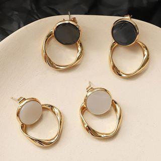 Alloy Disc Twist Hoop Earring
