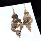 Perforated Leaf Drop Hook Statement Earring Gold - One Size