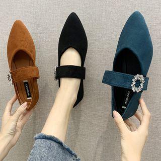 Rhinestone Pointy-toe Mary Jane Flats