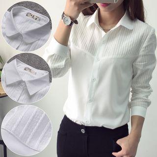 Shadow-stripe Long-sleeve Shirt