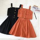 Set: Button Camisole Top + A-line Skirt