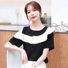 Short-sleeve Two Tone Cutout Top