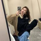 Long Sleeve Color Block Cutout Sweater