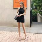 Buckled-waist Peplum-trim Mini Skirt