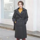 Double-breasted Puffer Coat With Belt