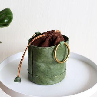 Round Top Handel Drawstring Bucket Bag