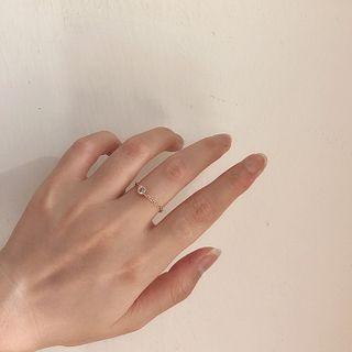 Alloy Faux Pearl Chained Ring Alloy Faux Pearl Chained Ring - One Size