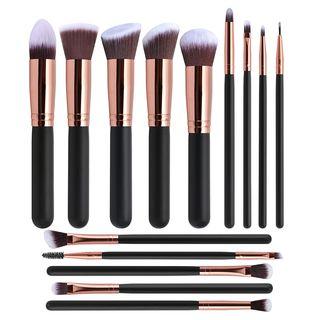 Set Of 14: Makeup Brush Black - One Size