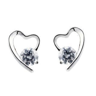 Eternal Heart Earrings Sliver , White - One Size