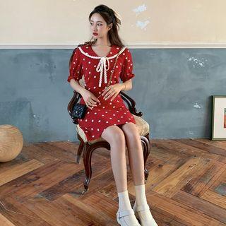 Dot Short-sleeve Slim-fit Dress
