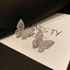 Butterfly Stud Earring 1 Pair - Silver - One Size