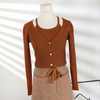 Set: Knit Camisole Top + Cardigan