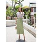 Patch-pocket Buttoned Long Skirt