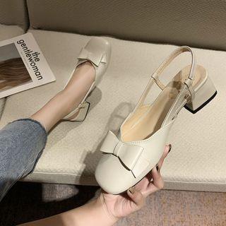 Bow Block Heel Slingback Sandals