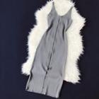 Sleeveless Zip-front Knit Sheath Dress Gray - One Size