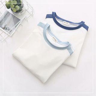 Long-sleeve Contrast Edge T-shirt