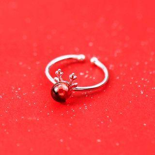 Deer Open Ring Silver & Red - One Size