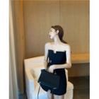 Strapless Mini A-line Dress / Short-sleeve Cropped T-shirt