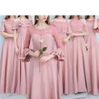 Mesh Panel A-line Evening Gown (various Designs)