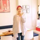 Raglan-sleeve Open-front Cardigan
