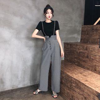 Houndstooth Jumper Pants / Short-sleeve T-shirt