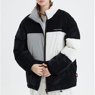 Long-sleeve Lettering Color Block Jacket