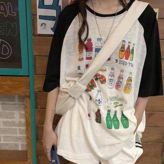 Short-sleeve Raglan Print T-shirt