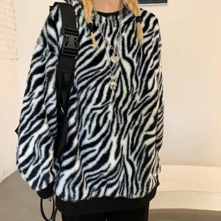 Zebra Pattern Pullover As Shown In Figure - One Size