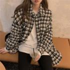 Houndstooth Woolen Coat As Shown In Figure - One Size