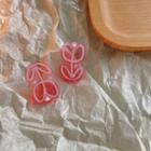 Rose Ear Stud 1 Pair - Pink - One Size