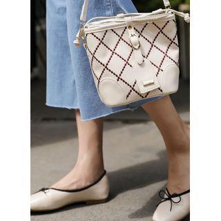 Two-tone Embroidered Bucket Bag