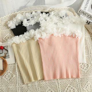 Rosette Ribbed-knit Tube Top In 5 Colors