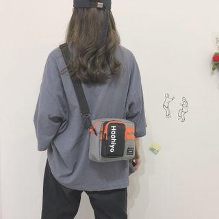 Set: Two-tone Zip Crossbody Bag + Zip Pouch