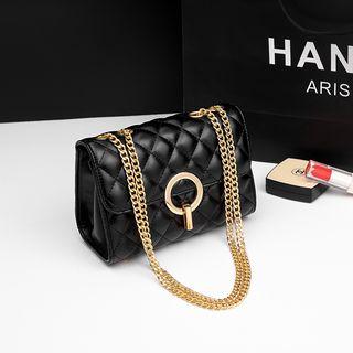 Quilted Hoop Accent Crossbody Bag Black - One Size