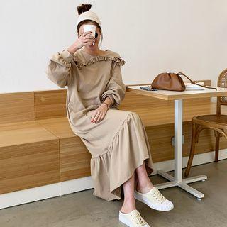 Frilled Collar Ruffle-hem Dress