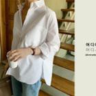 Pocket-patch Plain Shirt White - One Size