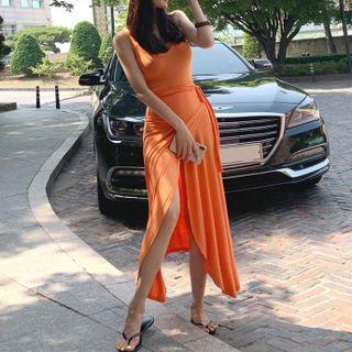 Set: Tank Top + Tie-side Midi A-line Skirt