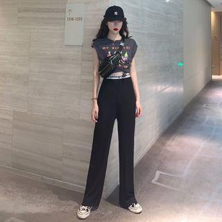 Printed Open-back Sleeveless T-shirt