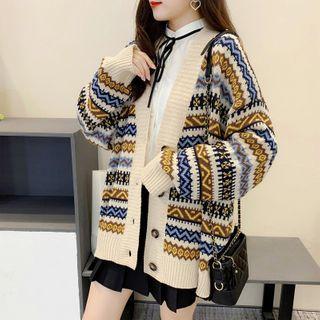 Buttoned Tribal Pattern Cardigan