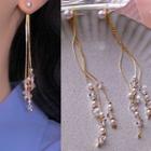 Faux Pearl Faux Crystal Fringed Earring 1 Pair - 0710a - Gold - One Size