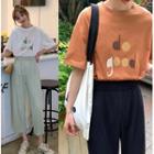 Short-sleeve Lettering T-shirt / Cropped Harem Pants