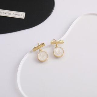 Sterling Silver Disc Drop Earring 1 Pair - Gold & White - One Size