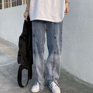 Couple Matching Gradient Slit Straight Leg Jeans