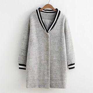 Striped V-neck Long Jacket