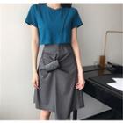 Set: Short-sleeve Cropped T-shirt + A-line Skirt