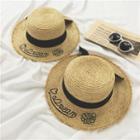 Embroidered Bow Straw Hat